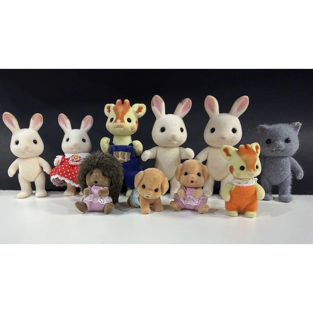 Calico Critters Sylvanian Families Mixed Lot of 10 Figures Rabbits Giraffes Dogs